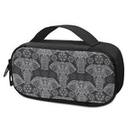 Black And White Boho Elephant Print Insulin Cooler Travel Case