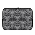 Black And White Boho Elephant Print Laptop Sleeve