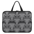 Black And White Boho Elephant Print Laptop Sleeve With Handle