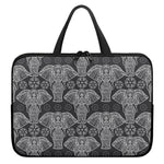 Black And White Boho Elephant Print Laptop Sleeve With Handle