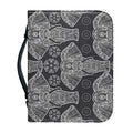 Black And White Boho Elephant Print Leather Bible Cover