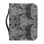 Black And White Boho Elephant Print Leather Bible Cover