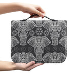 Black And White Boho Elephant Print Leather Bible Cover