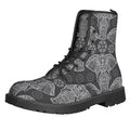 Black And White Boho Elephant Print Lace-Up Boots