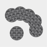 Black And White Boho Elephant Print Leather Coaster Set