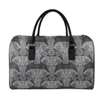 Black And White Boho Elephant Print Leather Duffle Bag