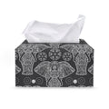 Black And White Boho Elephant Print Leather Tissue Box Cover