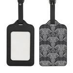 Black And White Boho Elephant Print Luggage Tag