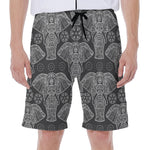 Black And White Boho Elephant Print Men's Beach Shorts