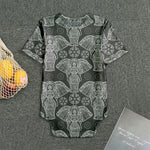 Black And White Boho Elephant Print Men's Bodysuit
