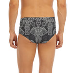 Black And White Boho Elephant Print Men's Briefs