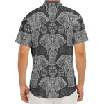 Black And White Boho Elephant Print Men's Deep V-Neck Shirt