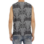 Black And White Boho Elephant Print Men's Fitness Tank Top