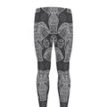 Black And White Boho Elephant Print Men's Leggings