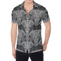 Black And White Boho Elephant Print Men's Shirt