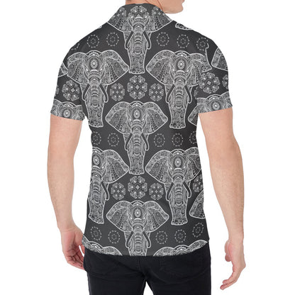 Black And White Boho Elephant Print Men's Shirt
