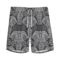 Black And White Boho Elephant Print Men's Athletic Shorts