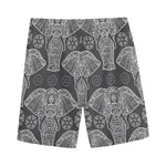 Black And White Boho Elephant Print Men's Sports Shorts