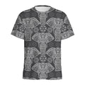Black And White Boho Elephant Print Men's Athletic T-Shirt