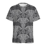 Black And White Boho Elephant Print Men's Sports T-Shirt