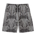 Black And White Boho Elephant Print Men's Swim Trunks
