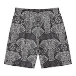 Black And White Boho Elephant Print Men's Swim Trunks