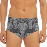 Black And White Boho Elephant Print Men's Triangle Swim Briefs