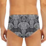 Black And White Boho Elephant Print Men's Triangle Swim Briefs