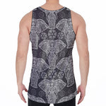 Black And White Boho Elephant Print Men's Velvet Tank Top