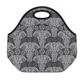 Black And White Boho Elephant Print Neoprene Lunch Bag