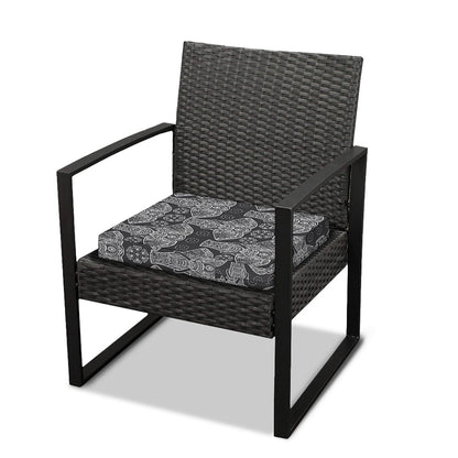 Black And White Boho Elephant Print Outdoor Seat Cushion Cover
