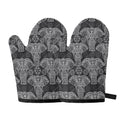 Black And White Boho Elephant Print Oven Mitts