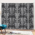 Black And White Boho Elephant Print Pencil Pleat Curtains
