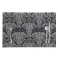 Black And White Boho Elephant Print Placemat