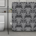 Black And White Boho Elephant Print Polyester Shower Curtain