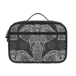 Black And White Boho Elephant Print Portable Lunch Bag
