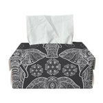 Black And White Boho Elephant Print Rectangle Tissue Box Cover