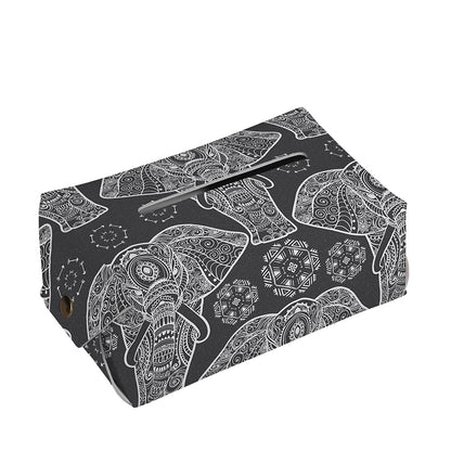 Black And White Boho Elephant Print Rectangle Tissue Box Cover