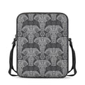 Black And White Boho Elephant Print Rectangular Crossbody Bag