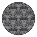 Black And White Boho Elephant Print Round Floor Mat