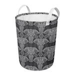 Black And White Boho Elephant Print Round Laundry Basket
