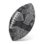 Black And White Boho Elephant Print Rugby Ball