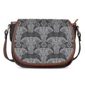Black And White Boho Elephant Print Saddle Bag