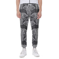 Black And White Boho Elephant Print Joggers