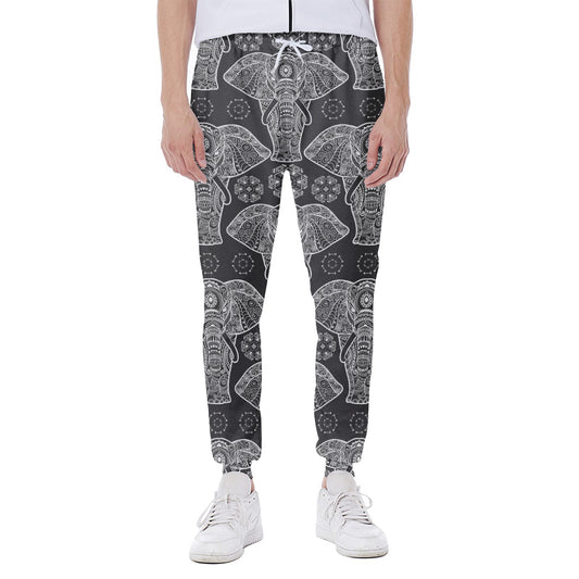 Black And White Boho Elephant Print Scuba Joggers