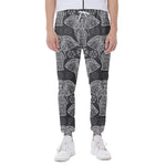 Black And White Boho Elephant Print Scuba Joggers
