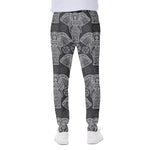 Black And White Boho Elephant Print Scuba Joggers