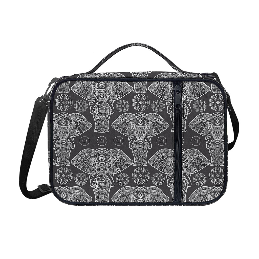 Black And White Boho Elephant Print Shoulder Strap Bible Bag