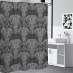 Black And White Boho Elephant Print Shower Curtain