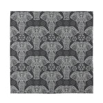 Black And White Boho Elephant Print Silk Bandana